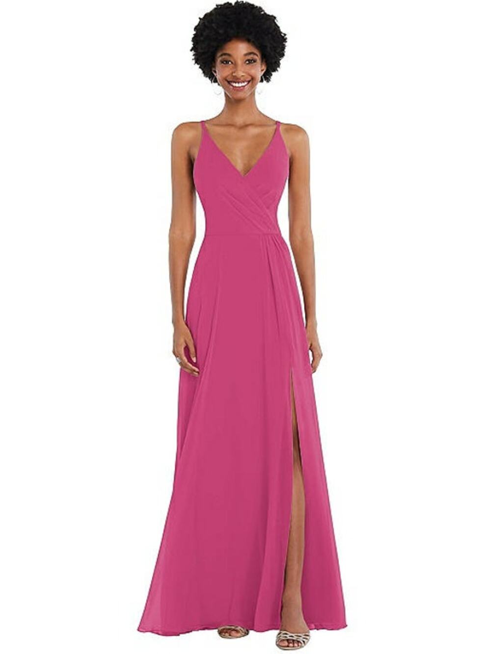 AFTER SIX Women's Maxi Dress 12 Pink Tea Rose Faux Wrap Criss Cross Back 1557